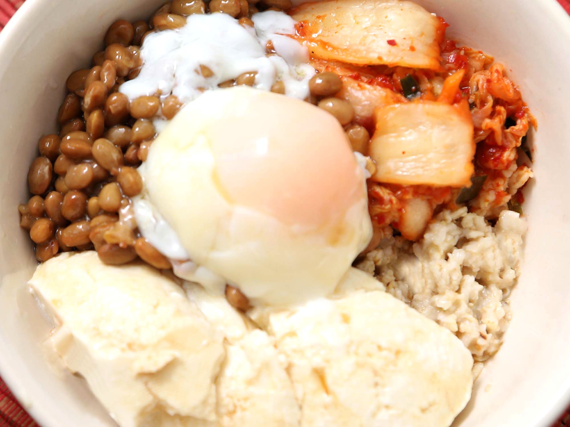 簡単！韓国風納豆キムチオートミールボウルのレシピ・作り方