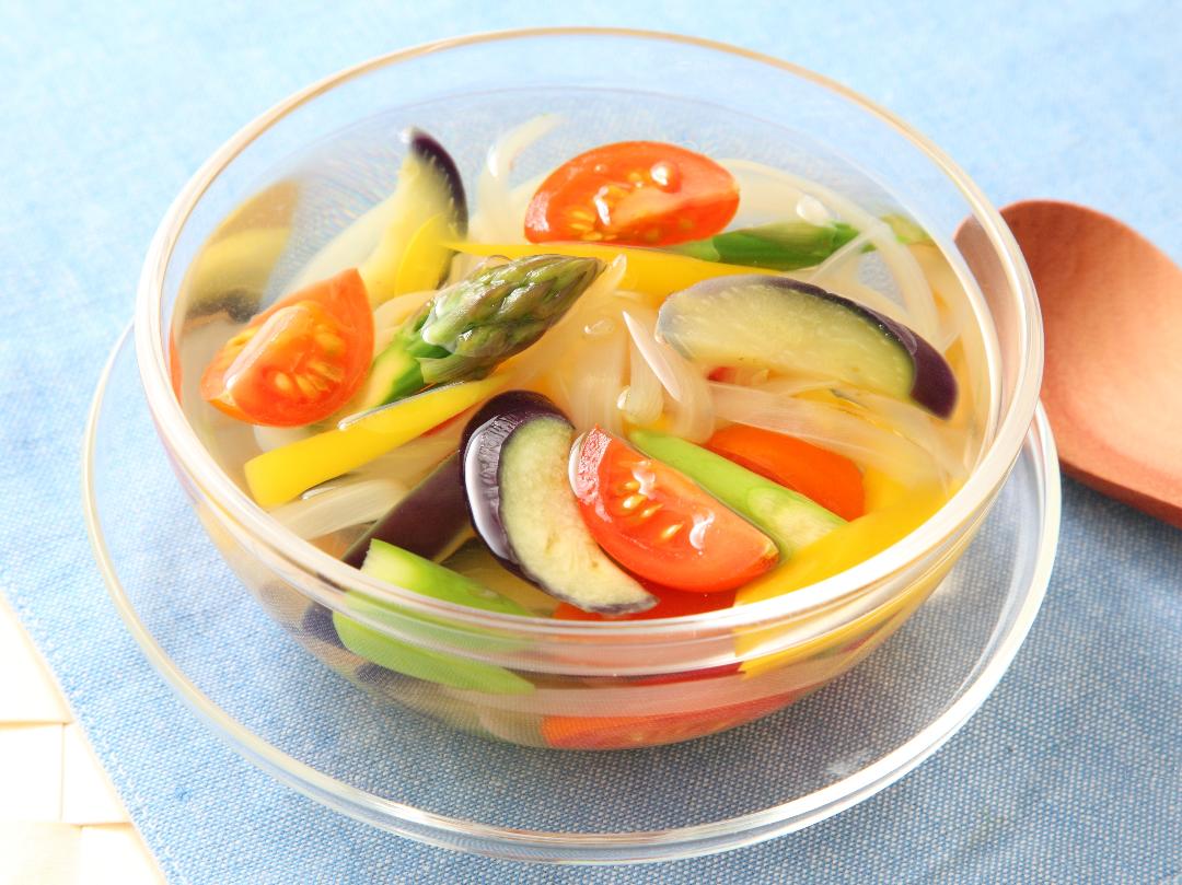 白だしでひんやり夏野菜スープのレシピ・作り方