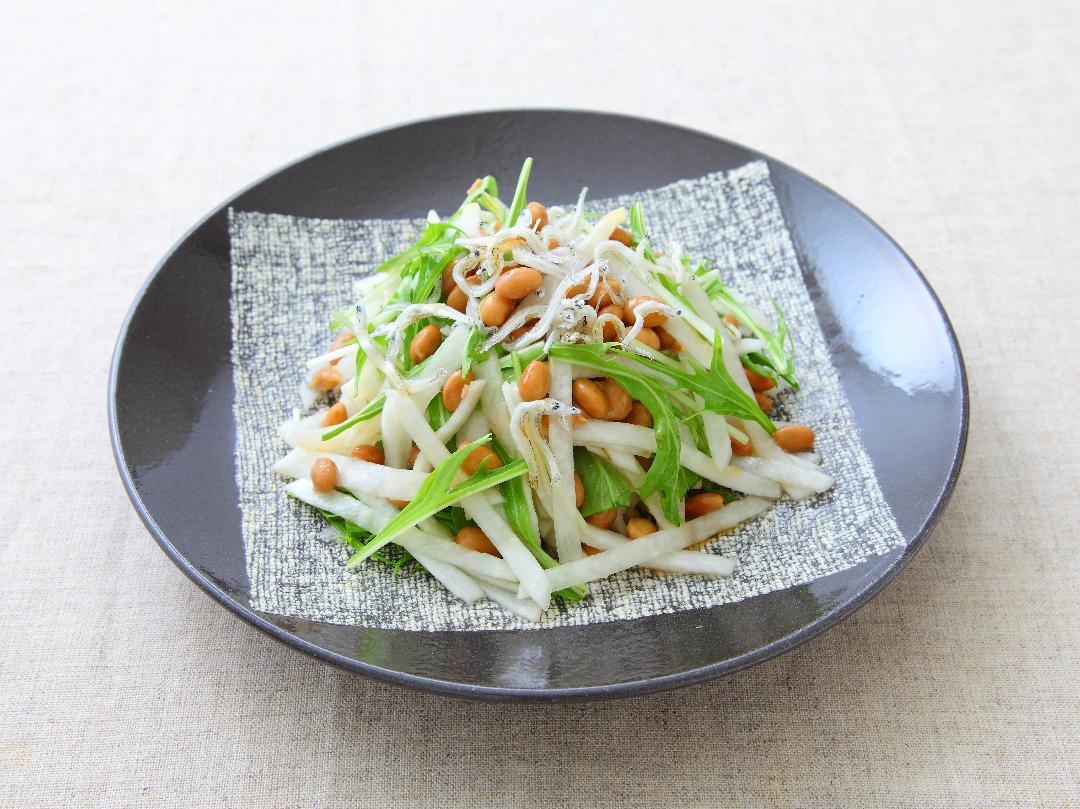 かぶと水菜の梅風味納豆サラダのレシピ・作り方