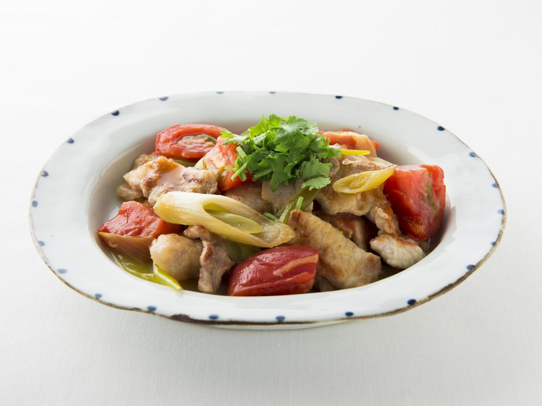 豚とトマトとネギの中華風炒めのレシピ・作り方
