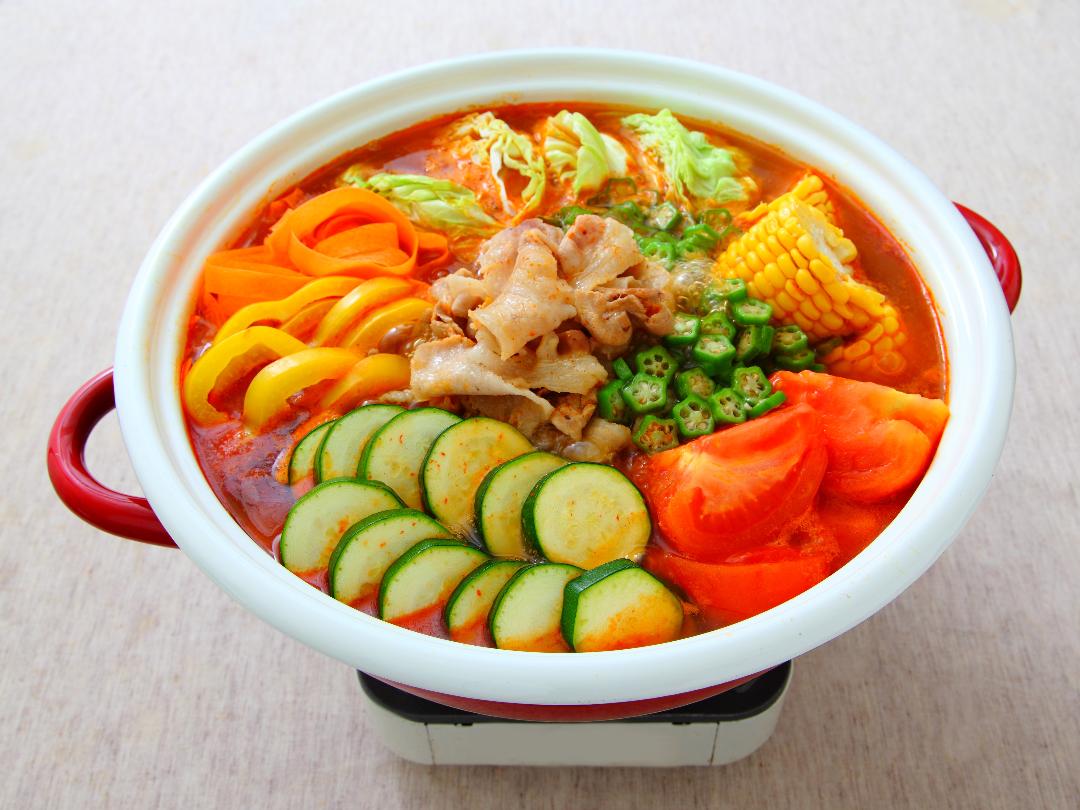 夏野菜のキムチ鍋（野菜１／２日分）のレシピ・作り方