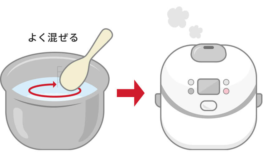 よく混ぜて炊飯してください。