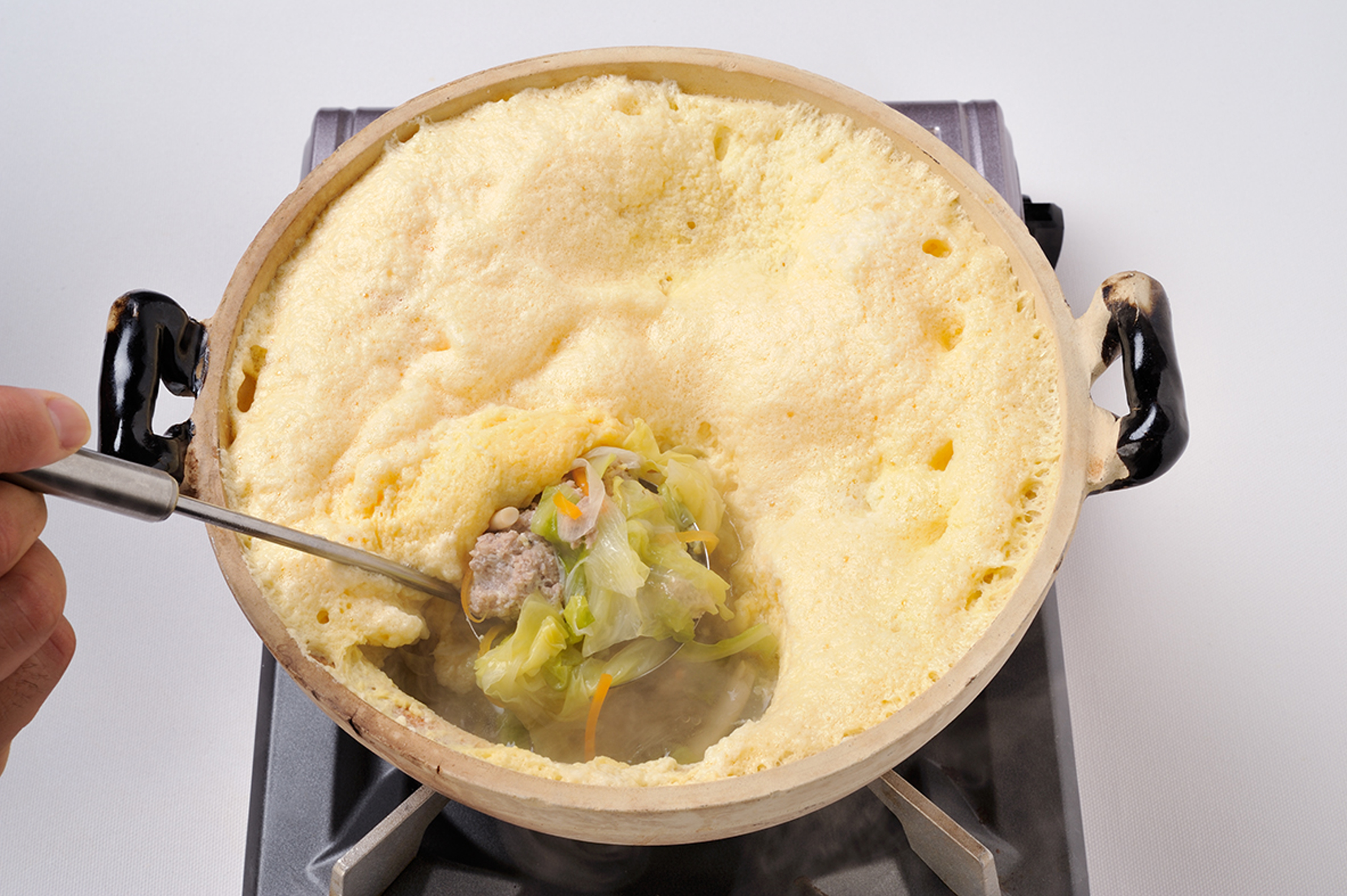 卵ふわふわひき肉鍋