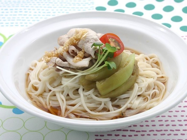 豚しゃぶとなすの冷やしうどんのレシピ・作り方