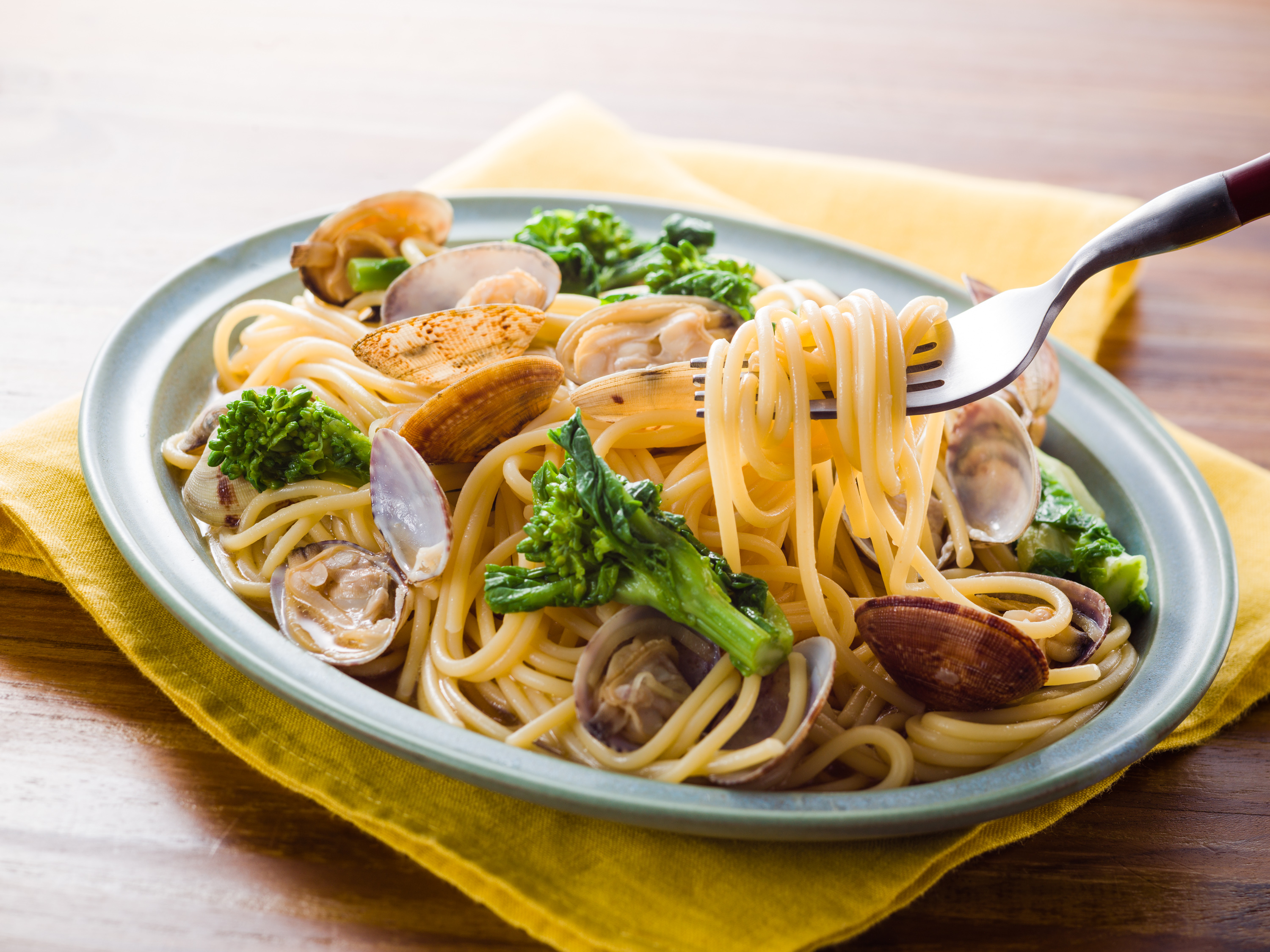 あさりと菜の花のぽんパスタのレシピ・作り方