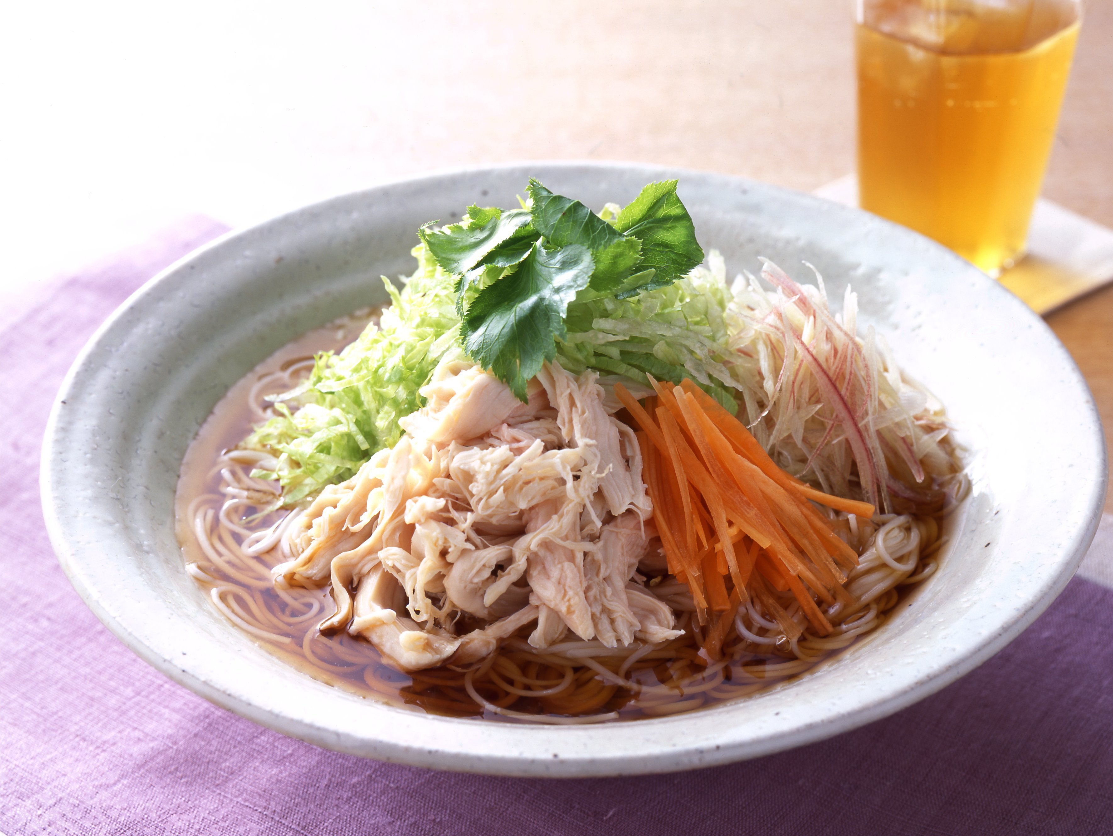 鶏ささみとせん切り野菜のそうめんのレシピ・作り方