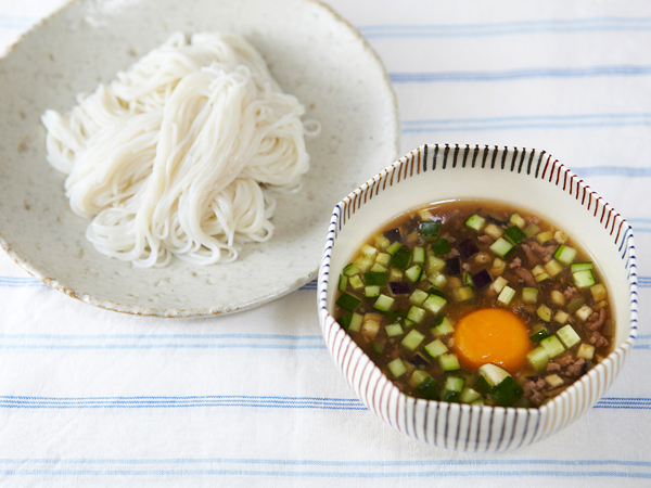 刻み野菜のとろとろつけそうめん