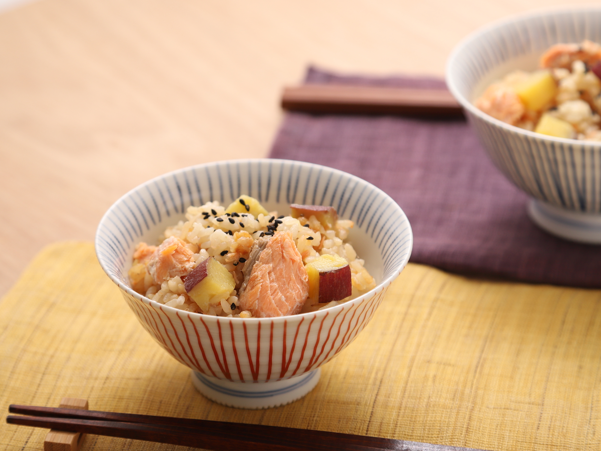 鮭とさつま芋の炊き込みご飯