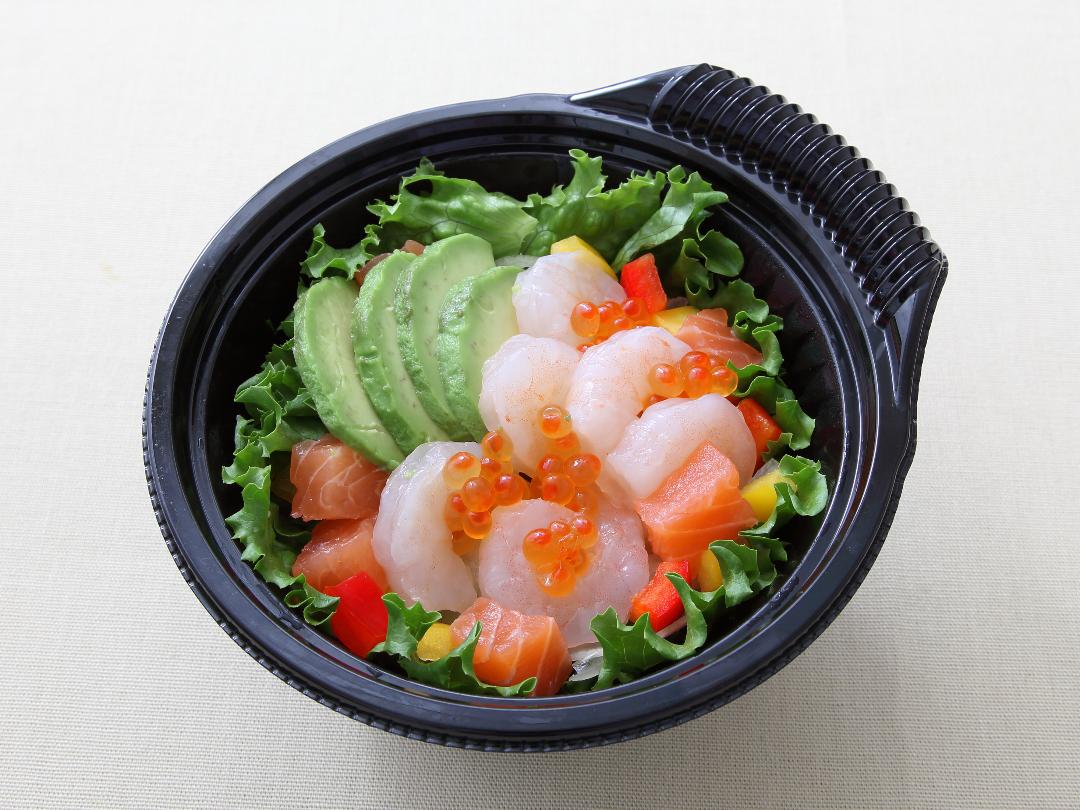 甘えびといくらの彩りサラダすしDONのレシピ・作り方 | レシピ | ミツカン業務用商品・メニューサイト