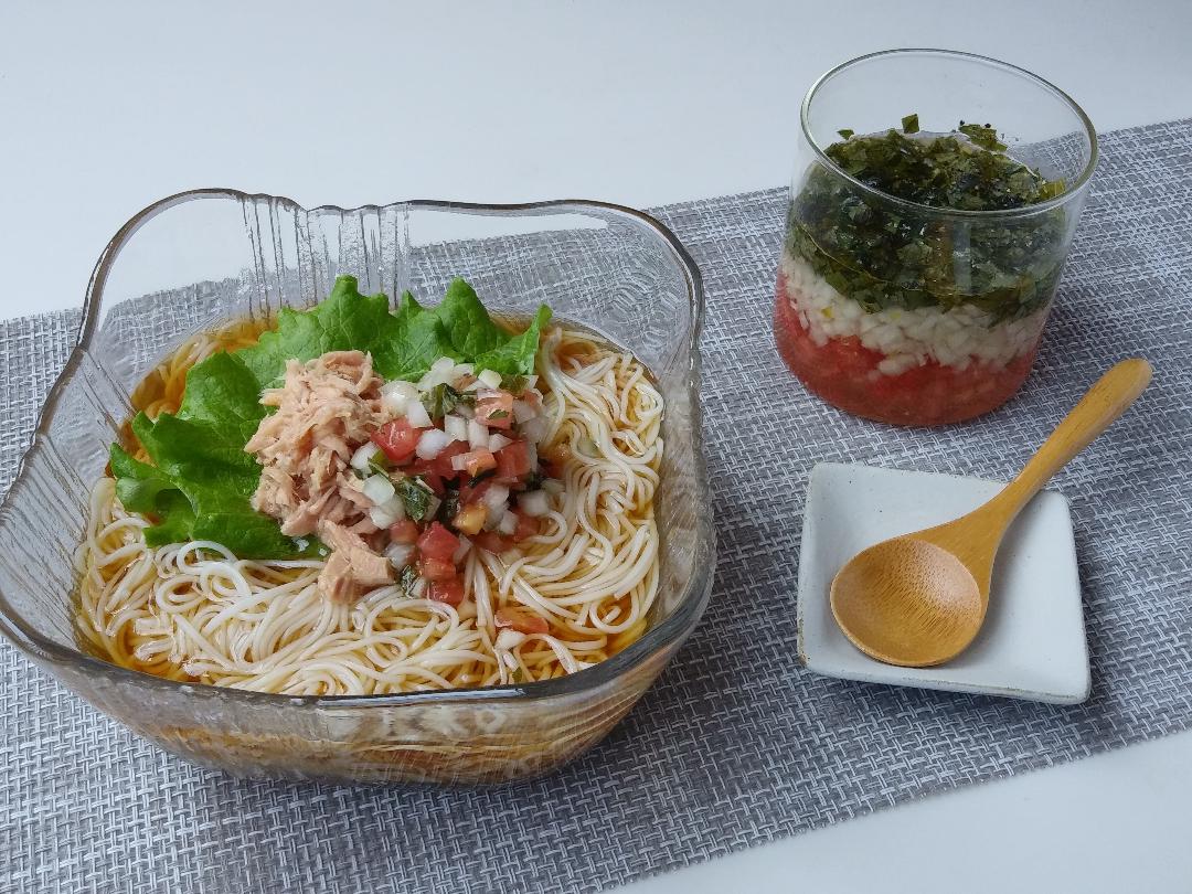 トマトの万能野菜だれで作る　ぶっかけそうめん