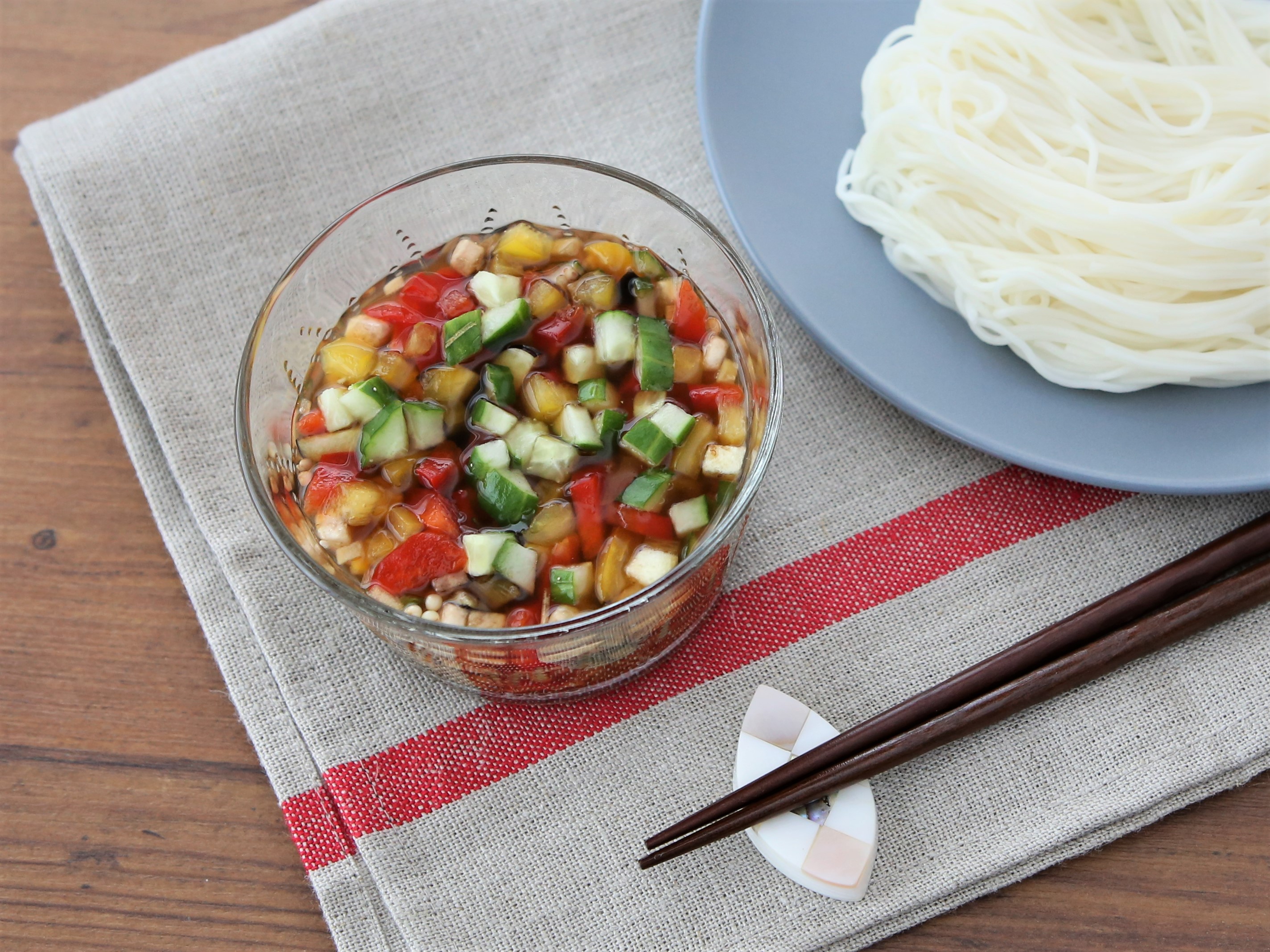 「かおりの蔵」で山形だし風カラフルそうめんのレシピ・作り方