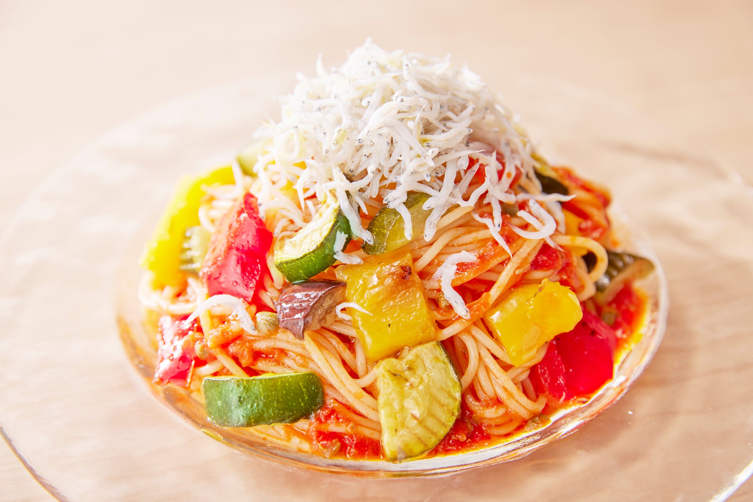 しらすと彩り野菜の冷製トマトスパゲティ