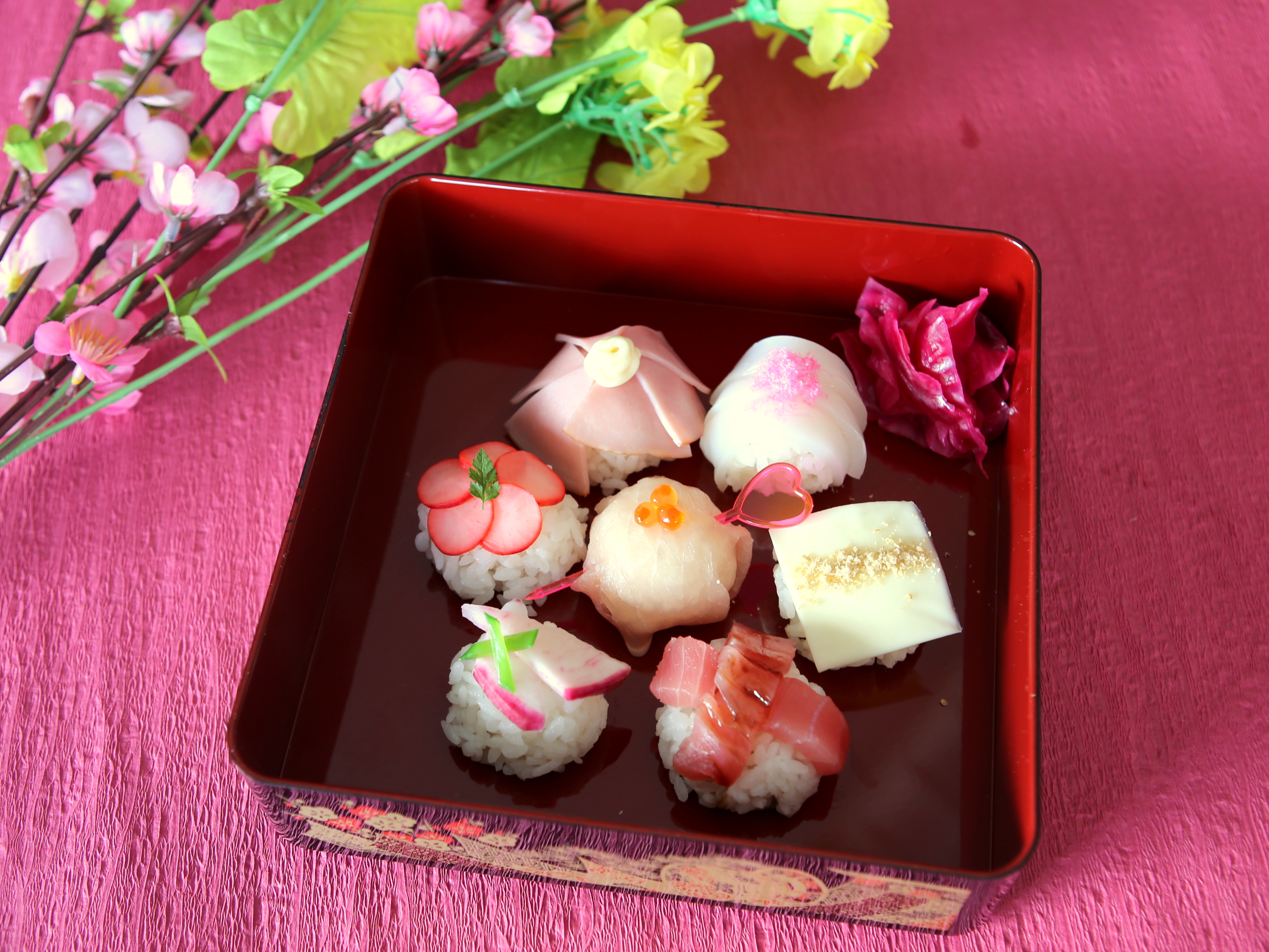 ピンクの手まり寿司のレシピ・作り方
