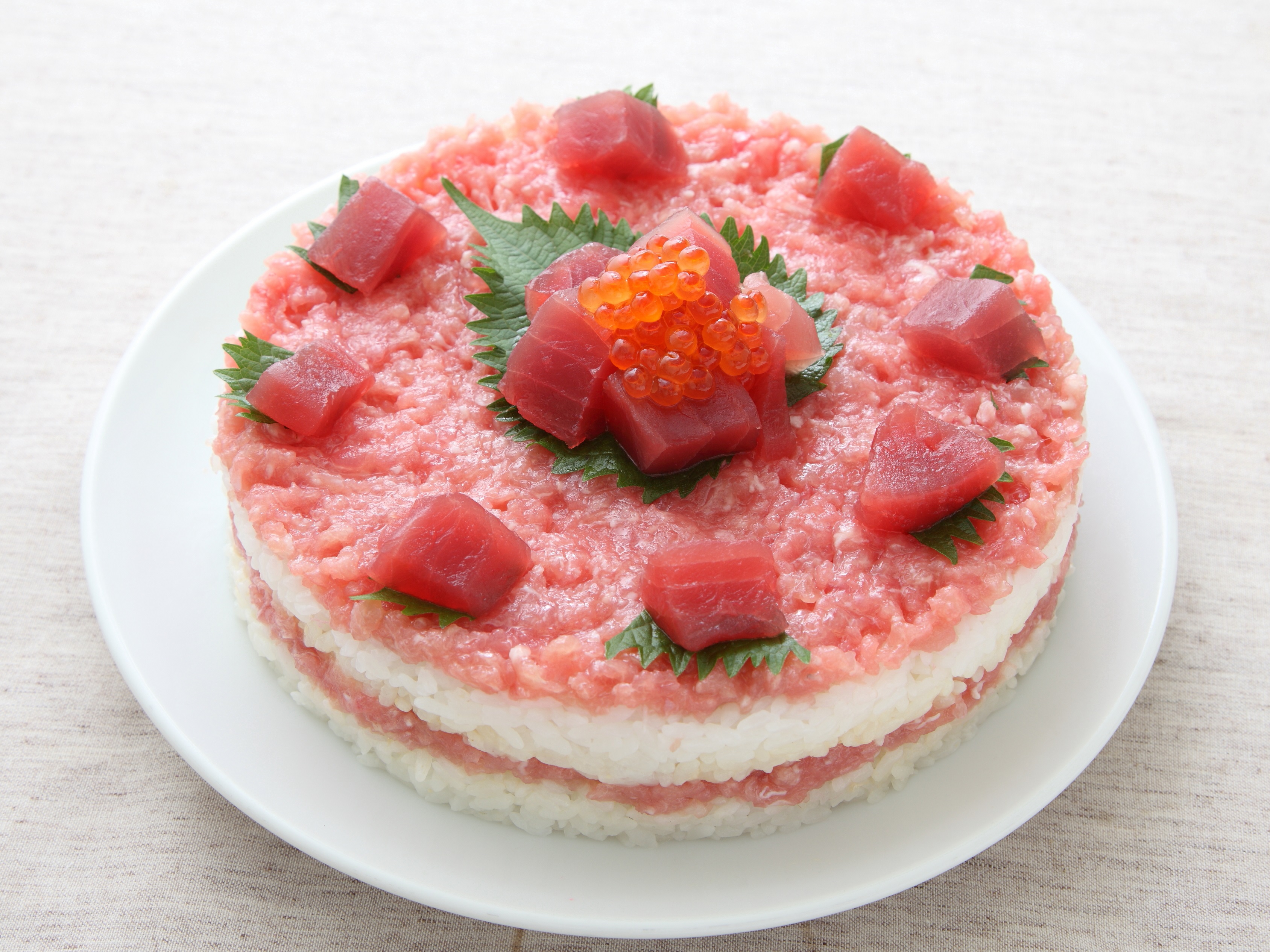 たたきまぐろのケーキすしのレシピ 作り方 レシピ ミツカン業務用商品 メニューサイト