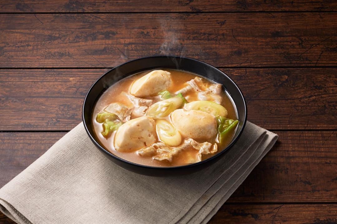 電子レンジで！とみ田監修　濃厚豚骨魚介鍋豆腐スープのレシピ・作り方