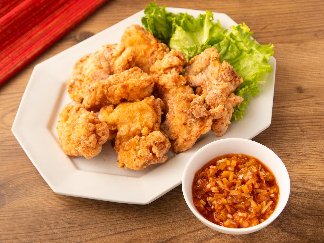 鶏胸肉のから揚げ　レンチン中華ソースのディップ添えのレシピ・作り方