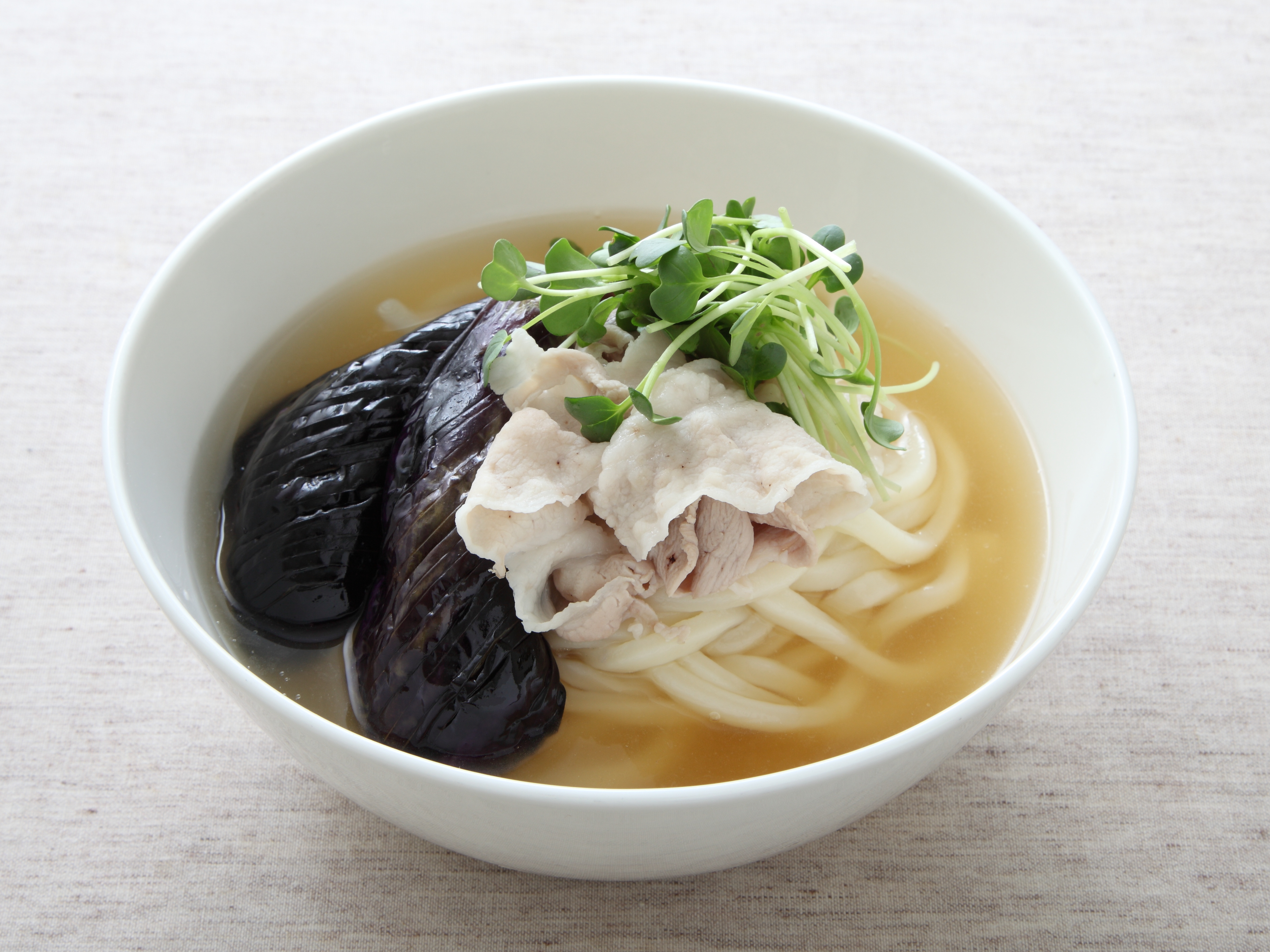 揚げナスと豚肉のうどん