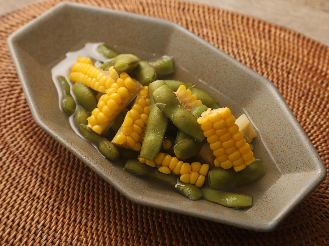 とうもろこしと枝豆の冷たい煮浸しのレシピ・作り方