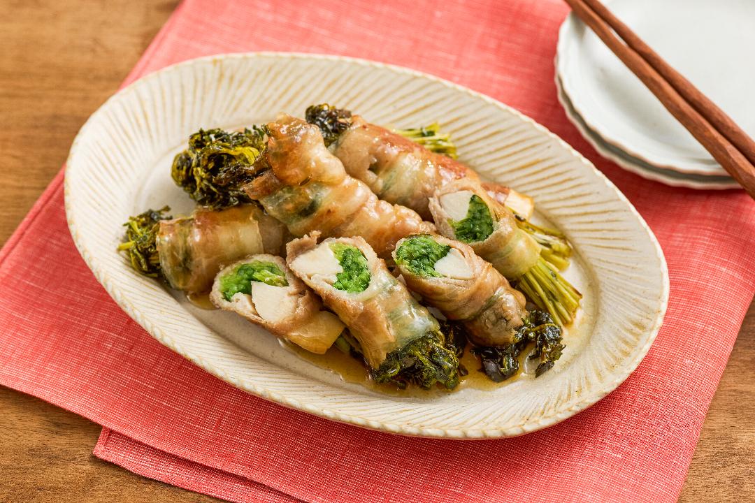 豆苗とエリンギの肉巻き