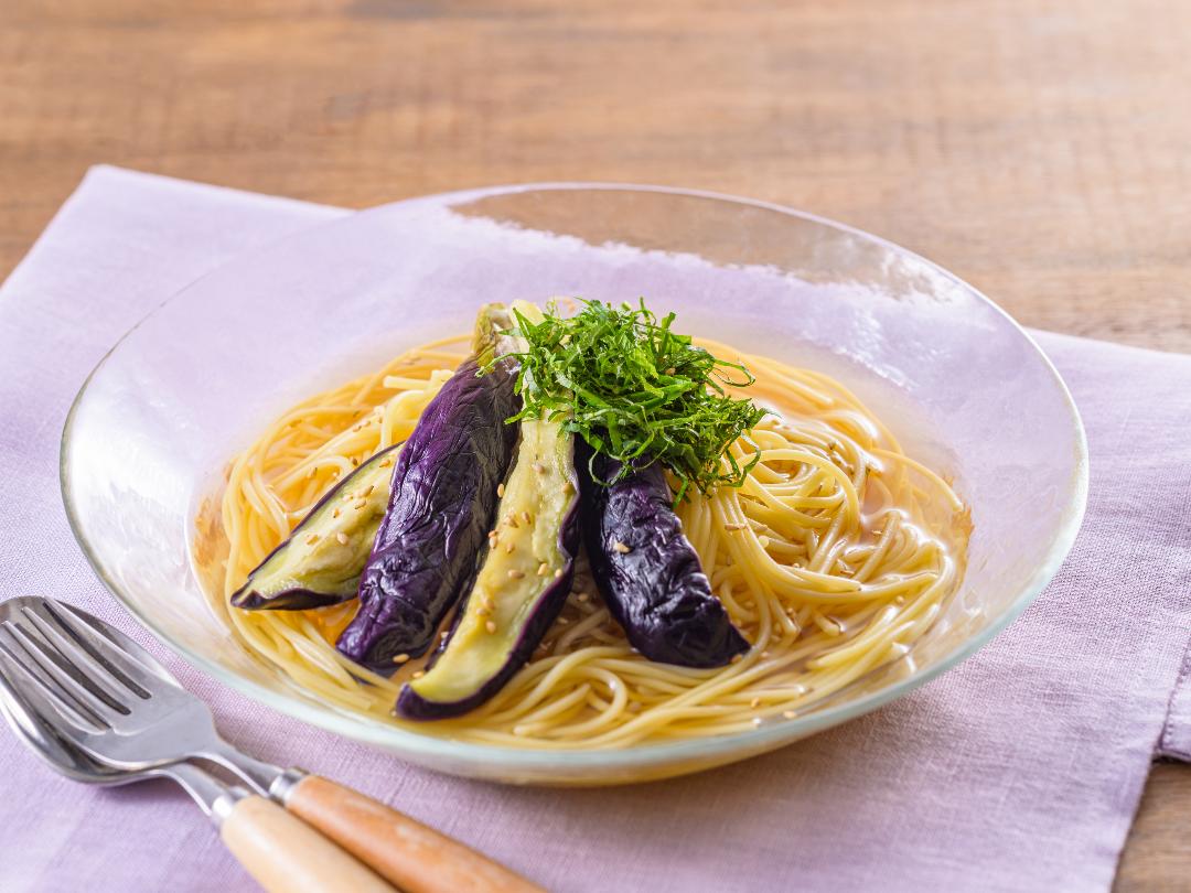 なすの冷製スープパスタ