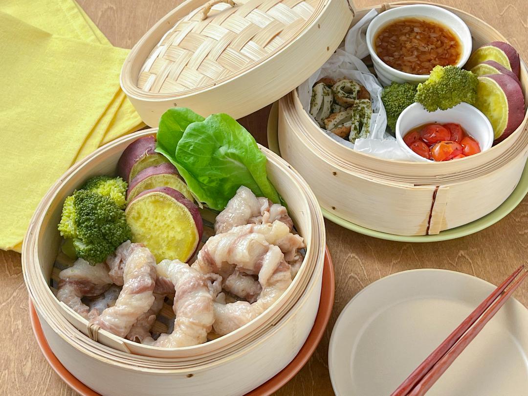 肉巻きドーナツのせいろプレート