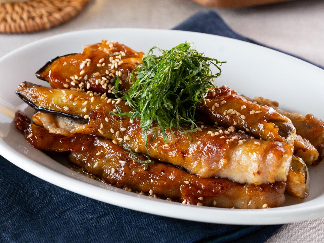 韓国風とろなすの辛旨肉巻き