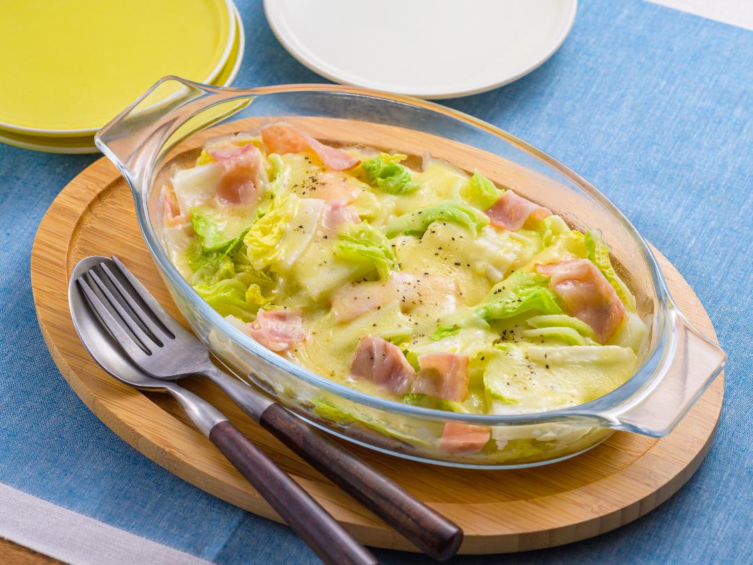レンジで！白菜とベーコンのチーズ蒸し
