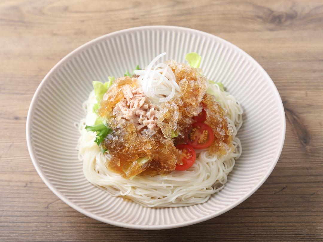 ツナとトマトの氷つゆぶっかけそうめんのレシピ・作り方