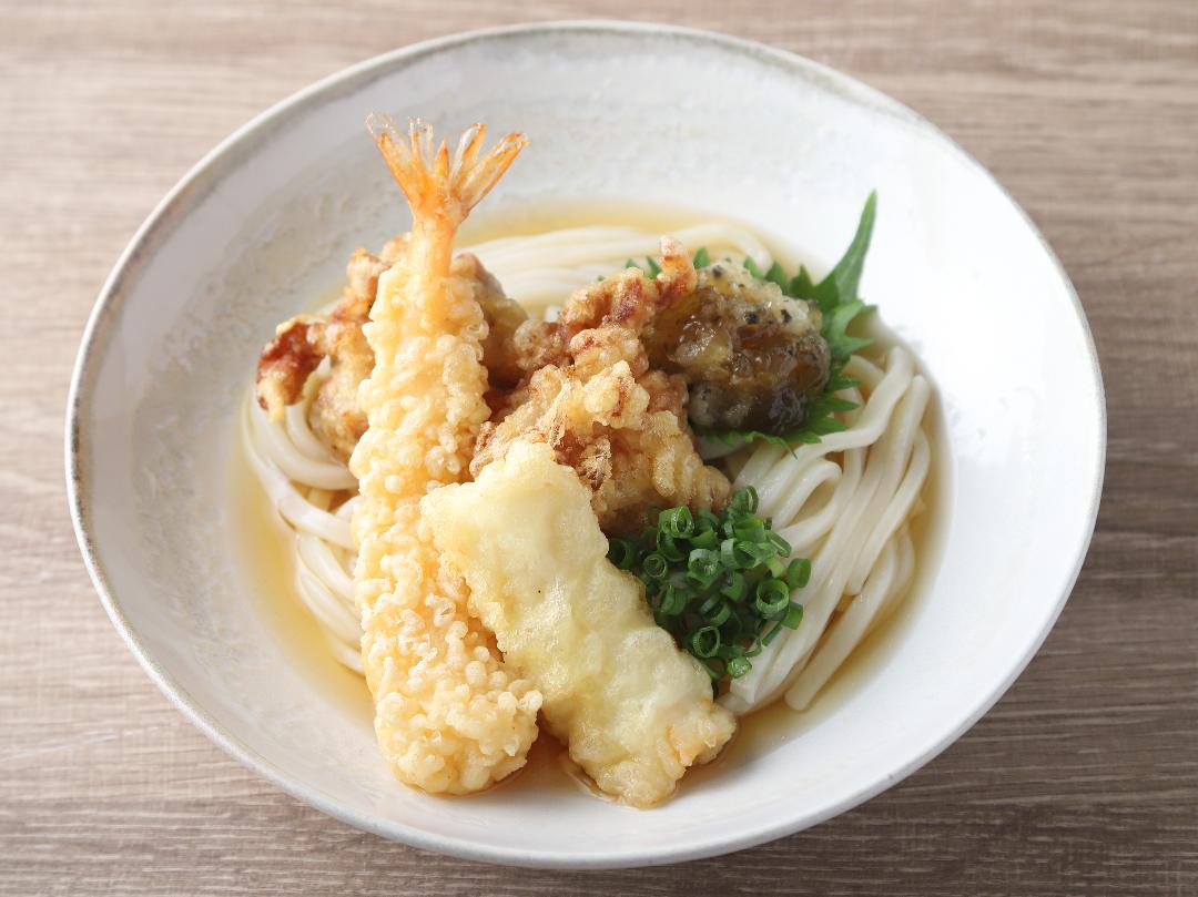 韓国海苔おろしたれのぶっかけ天ぷらうどん