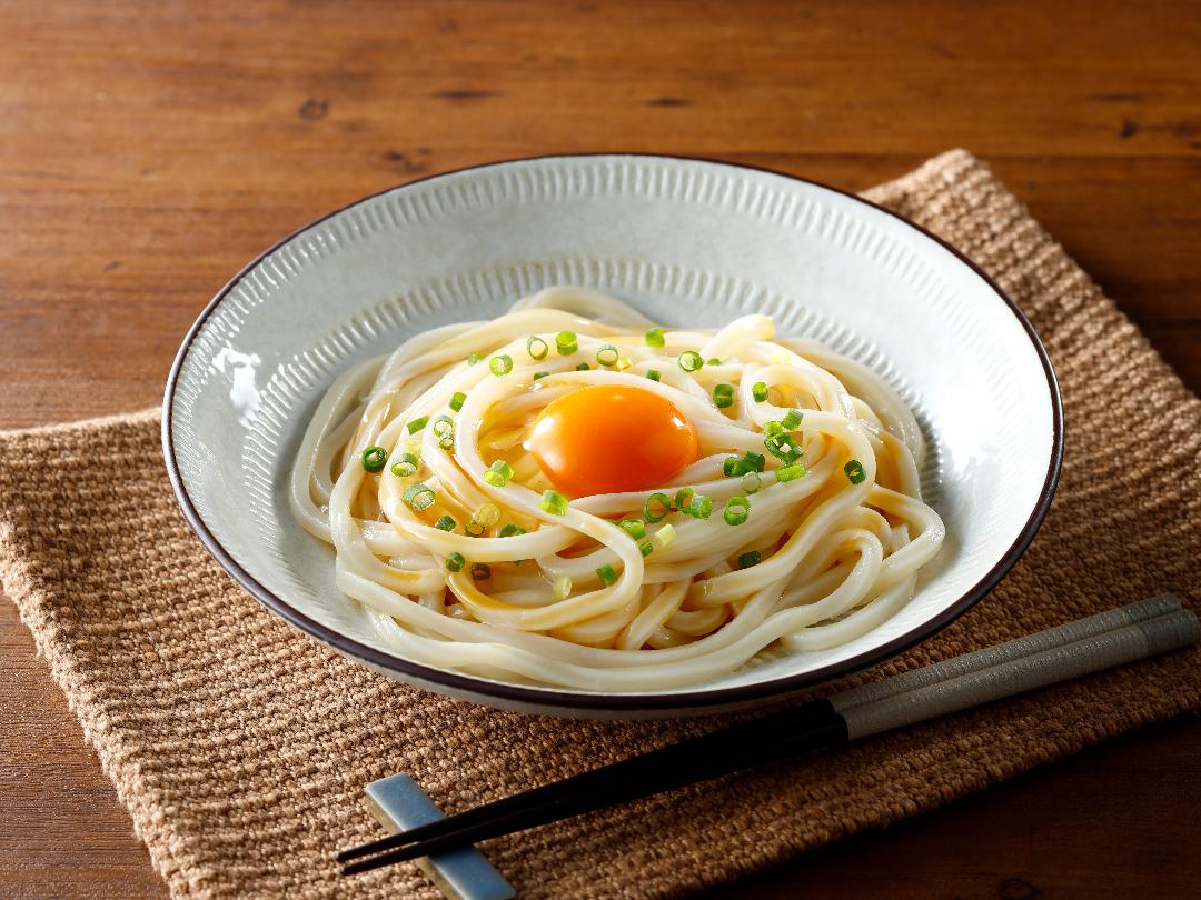 「金のつぶ　たれだけたっぷり！たまご醤油たれ」の釜玉うどんのレシピ・作り方