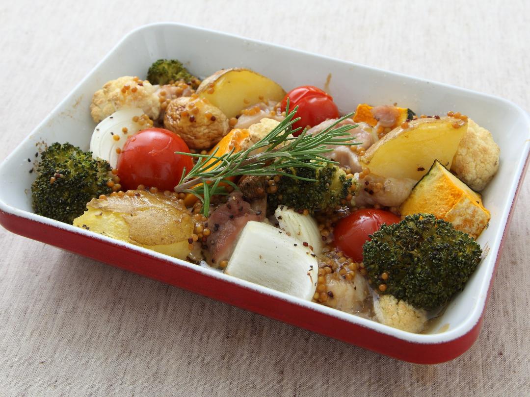 冬野菜と鶏肉のマスタード焼き