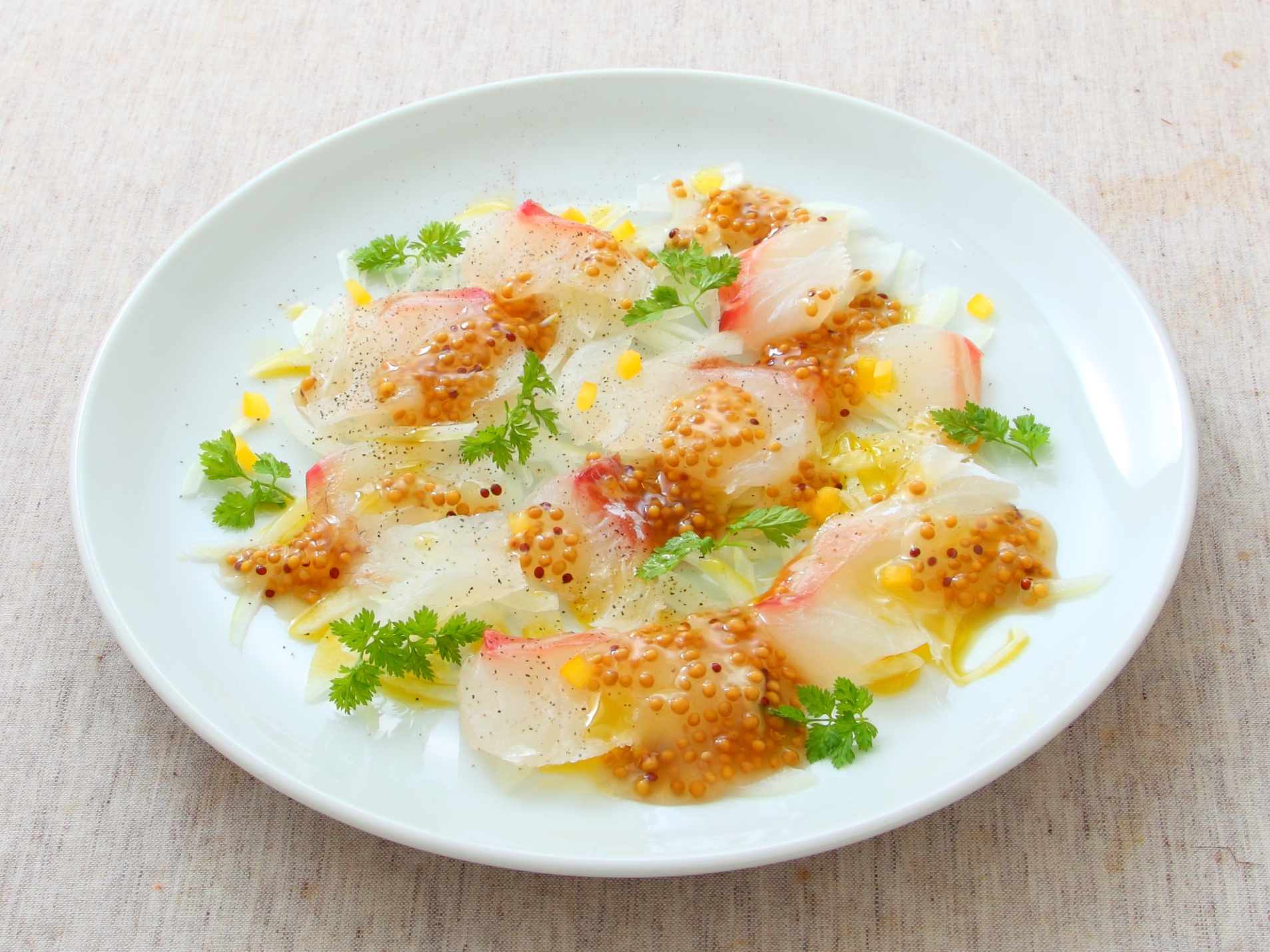 鯛のマスタードカルパッチョ