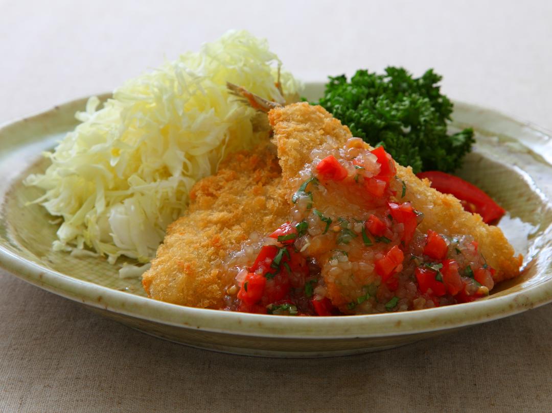 鯵のフライ　トンとバジルソース