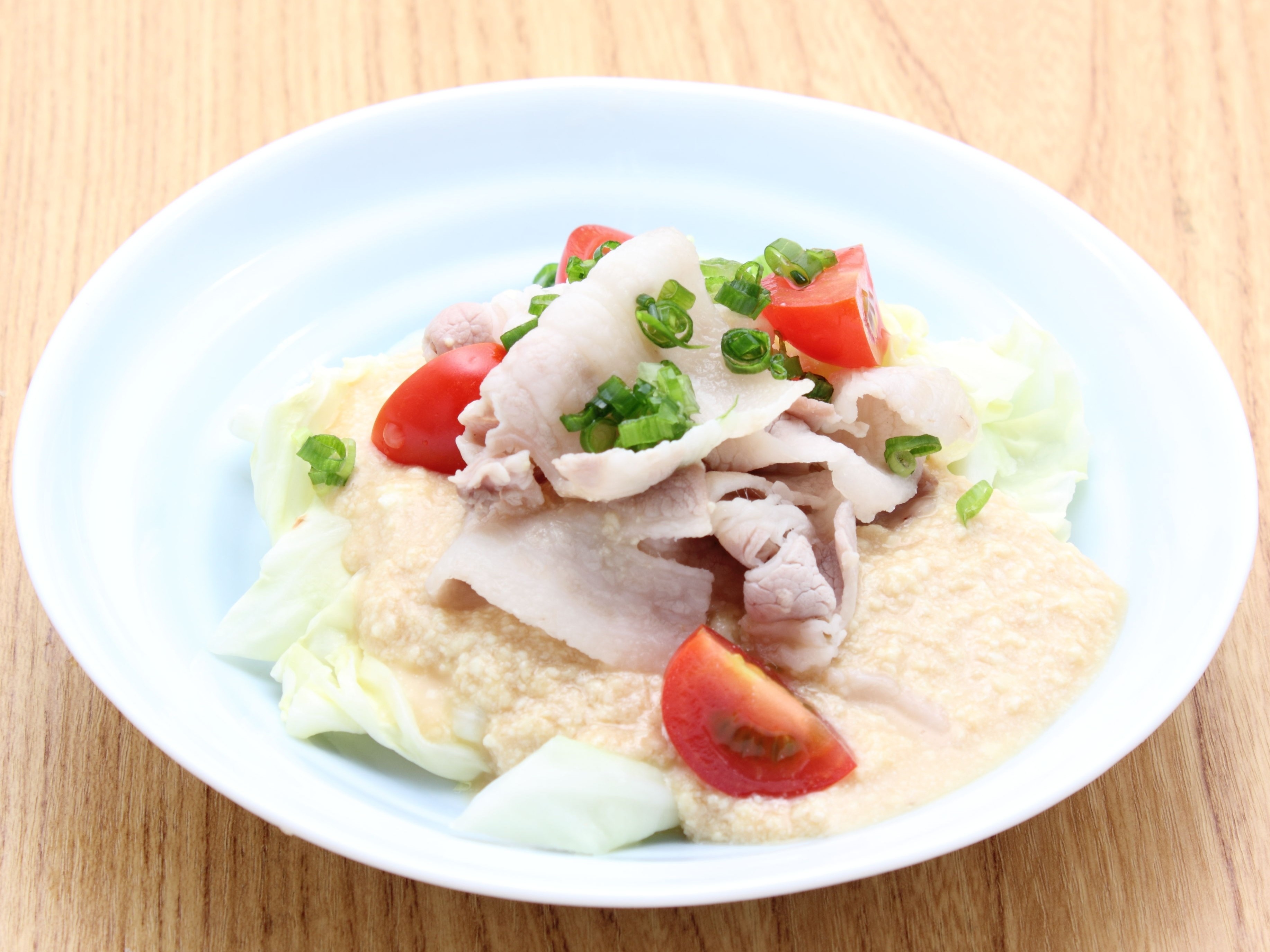 蒸し豚キャベツの豆腐だれ