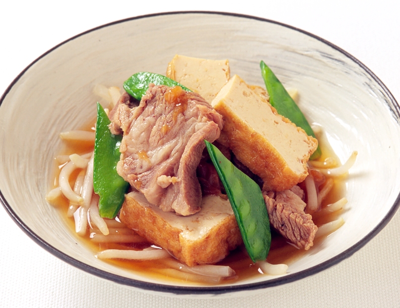 厚揚げと豚肉の「追いがつお」煮