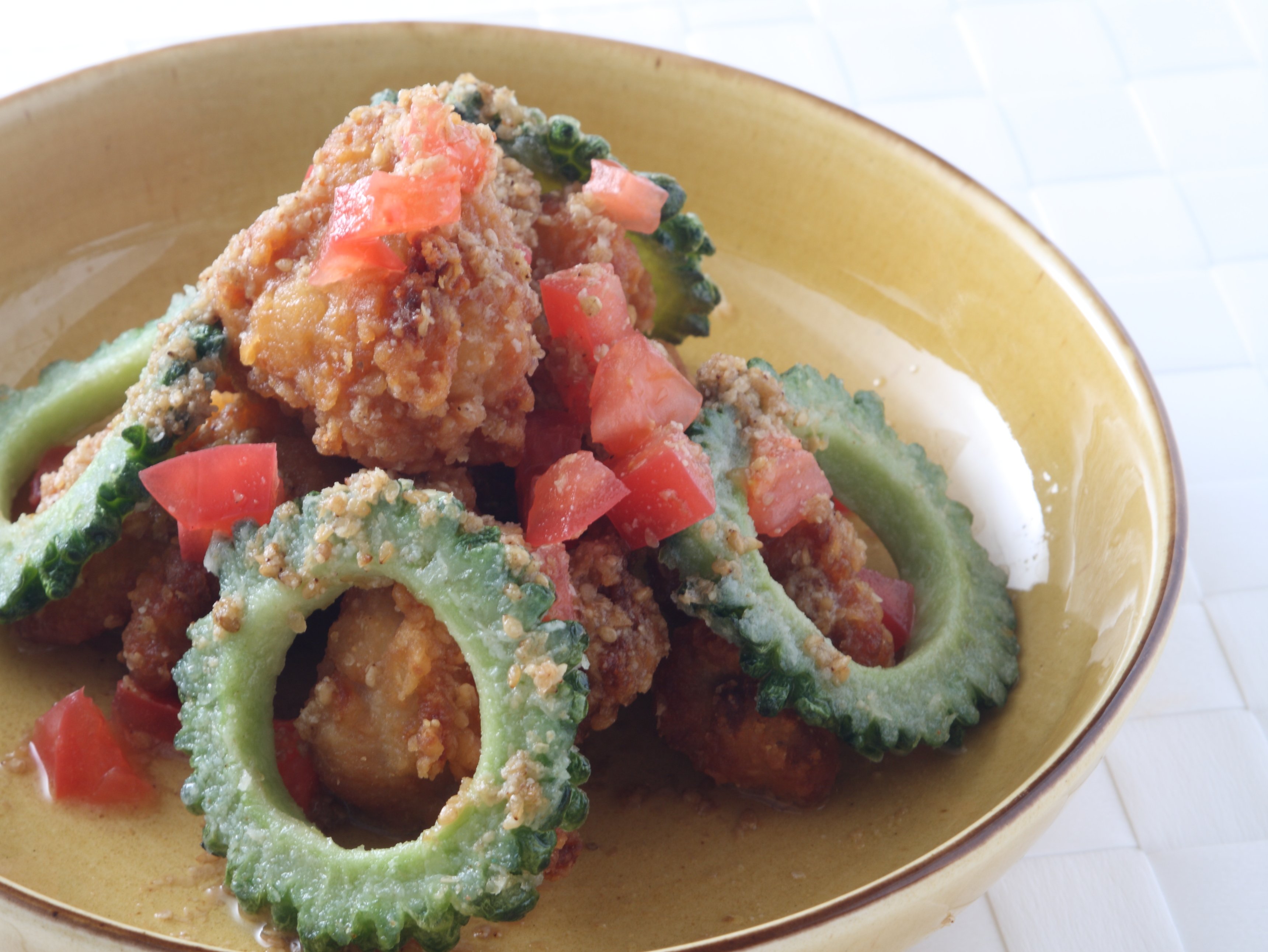 ゴーヤとトマトの夏旬から揚げ
