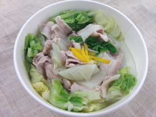 白菜と豚肉のゆず塩重ね鍋（レンジアップ）