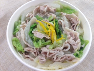 白菜と豚肉のゆず塩重ね鍋（レンジアップ）②