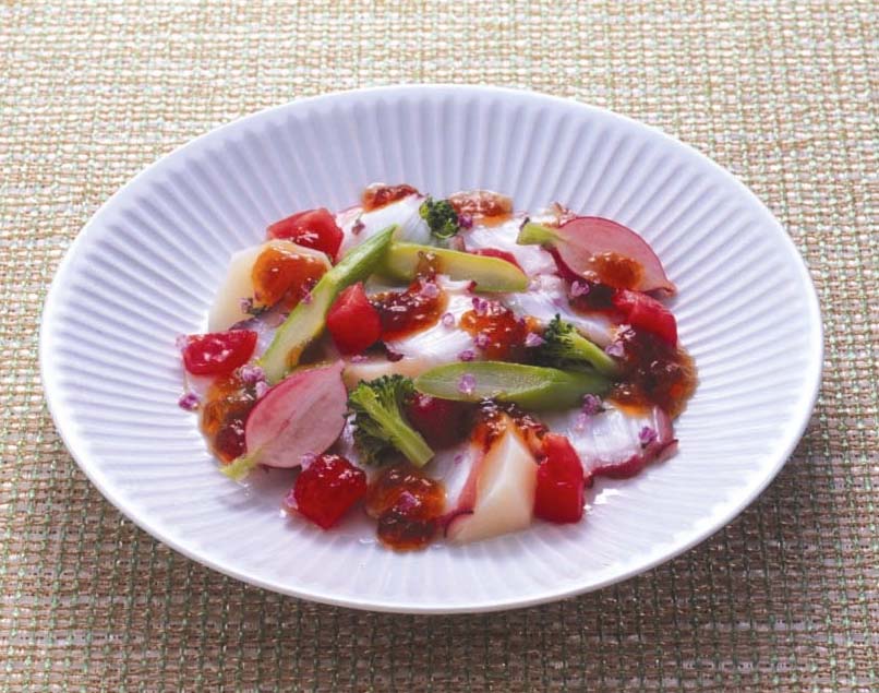 たことトマトのぽん酢ジュレ