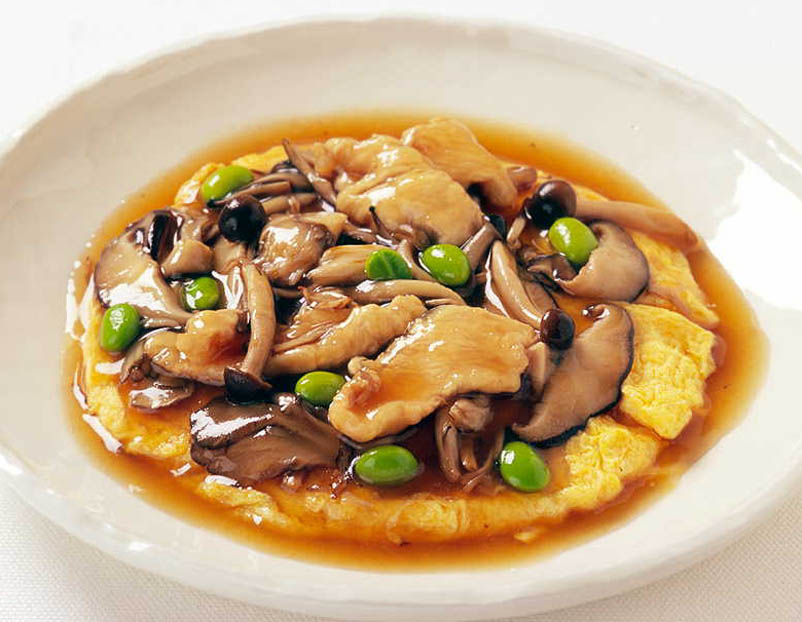 ふわふわたまごのぽん酢きのこあん