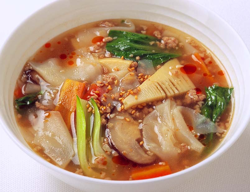 青梗菜のワンタン風スープ