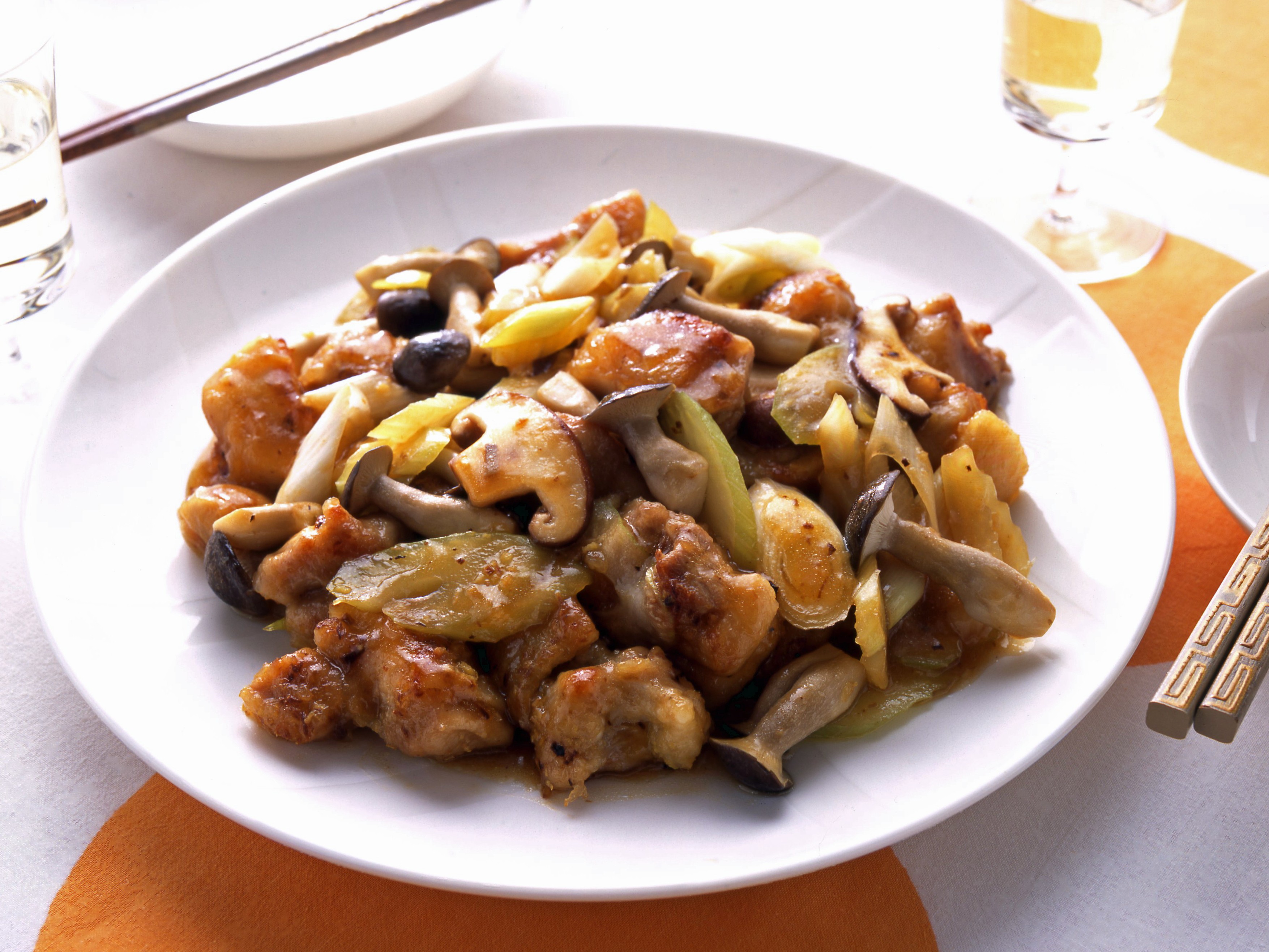 鶏肉ときのこの中華風炒め