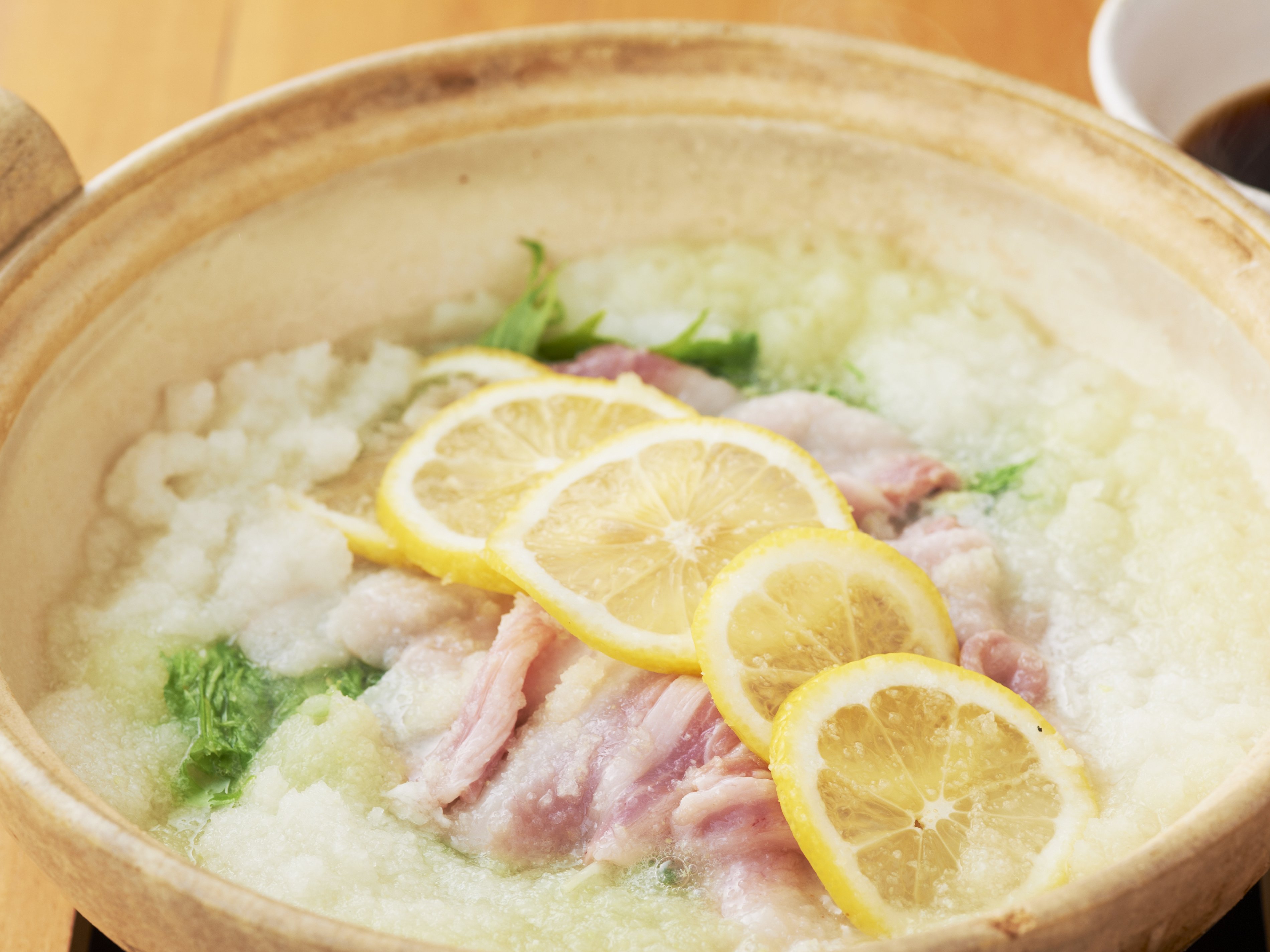 大根おろしのみぞレモン鍋　食べぽん添え