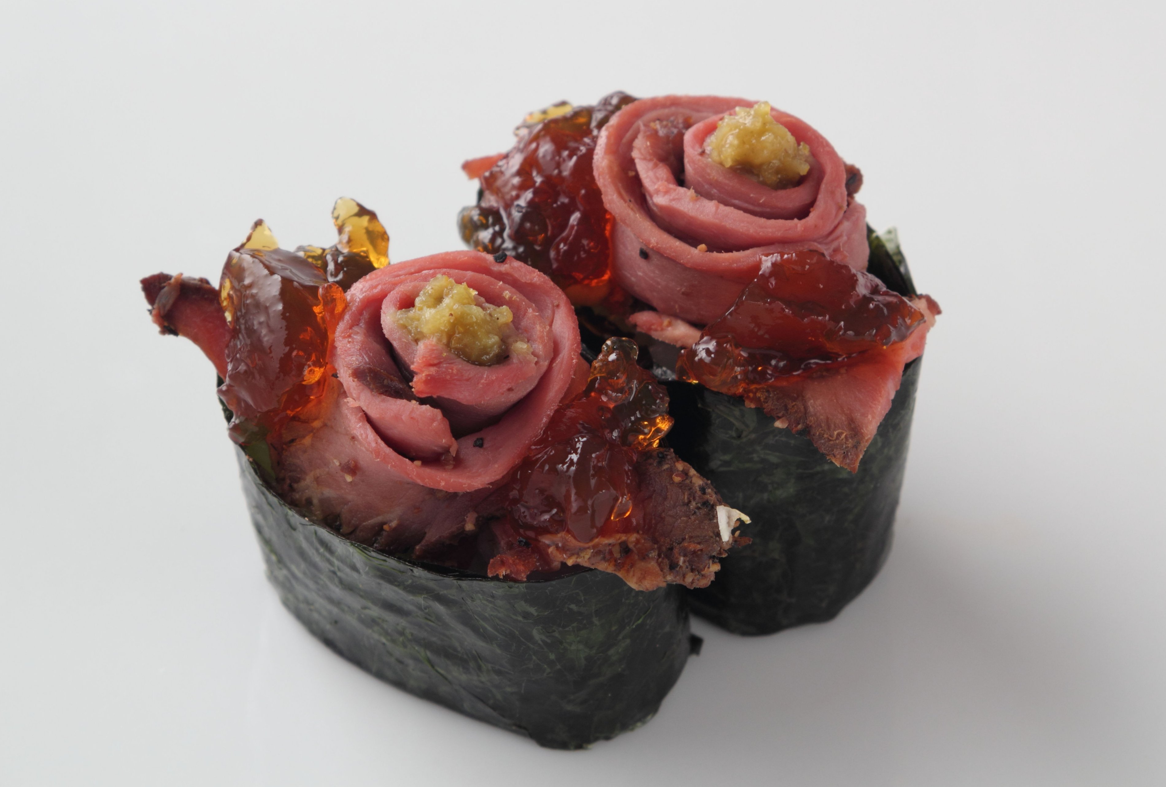 ローストビーフの軍艦柚子こしょうのせのレシピ 作り方 レシピ ミツカン業務用商品 メニューサイト