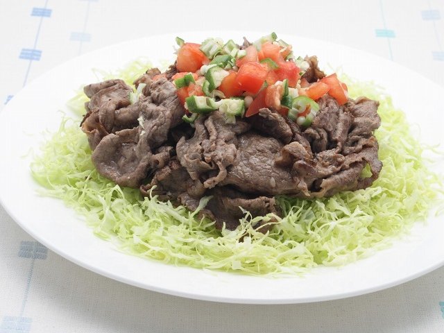 焼肉と夏野菜のぶっかけぽん