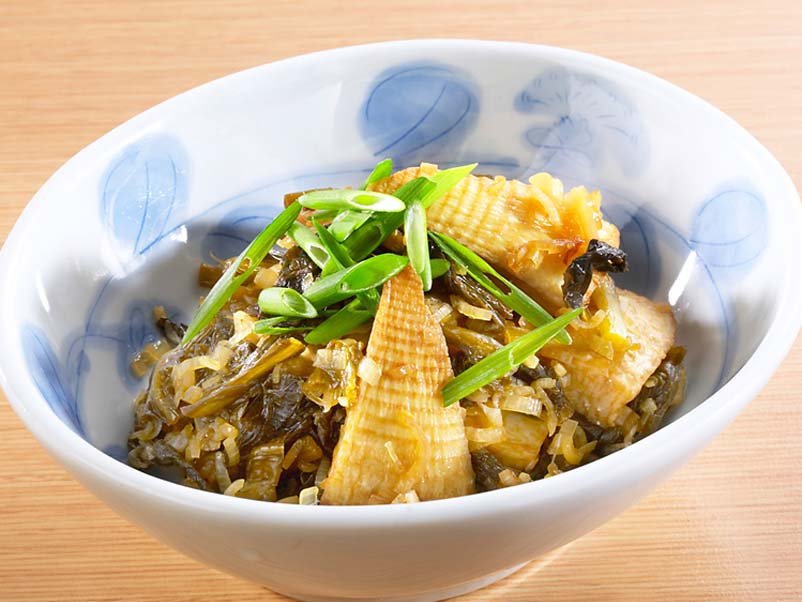 揚げたけのこと高菜の炒め