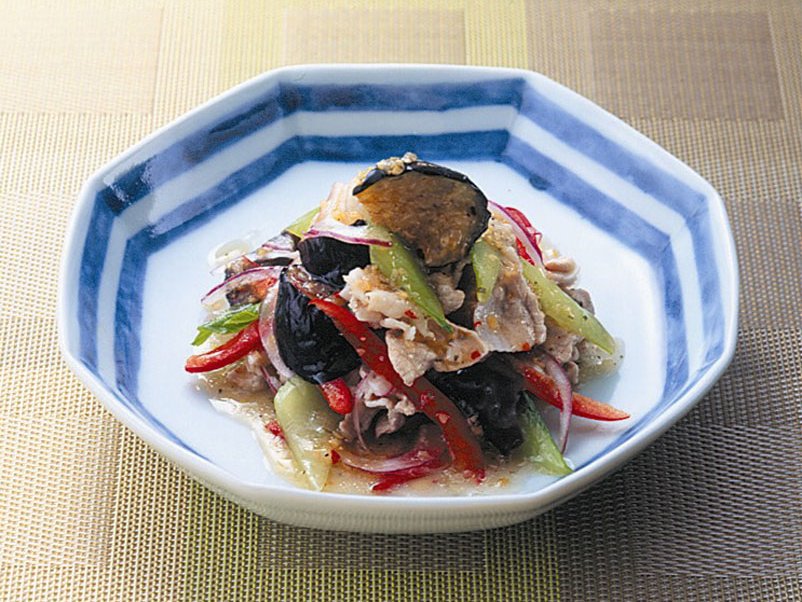 揚げなすとゆで豚のサラダ