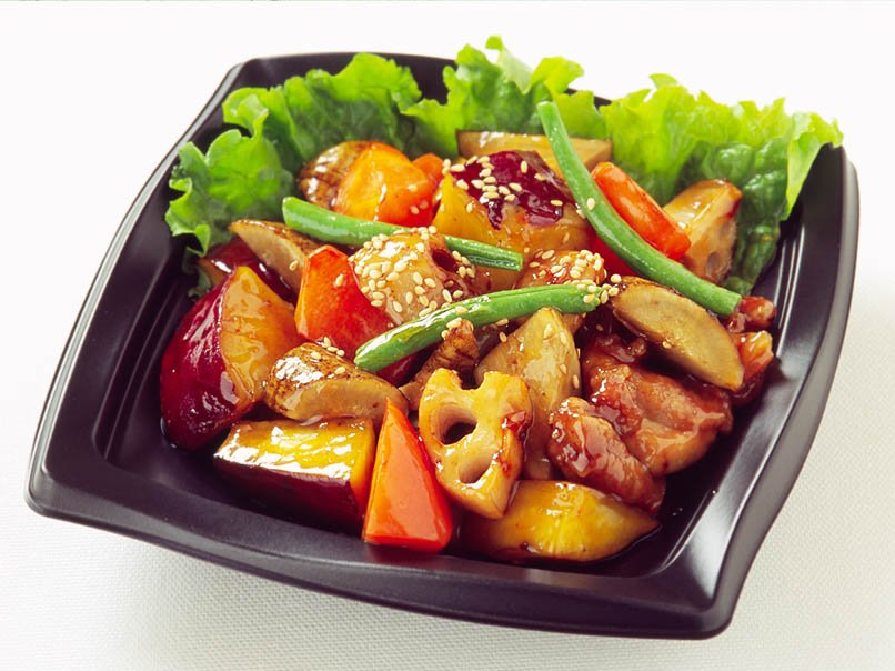 鶏と秋野菜の甘辛揚げ