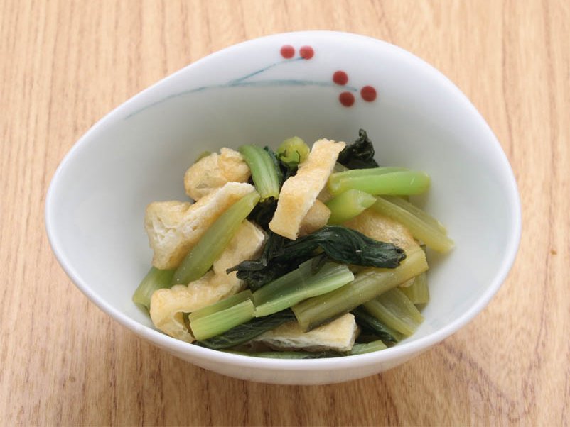 小松菜と油揚げの辛子酢あえ