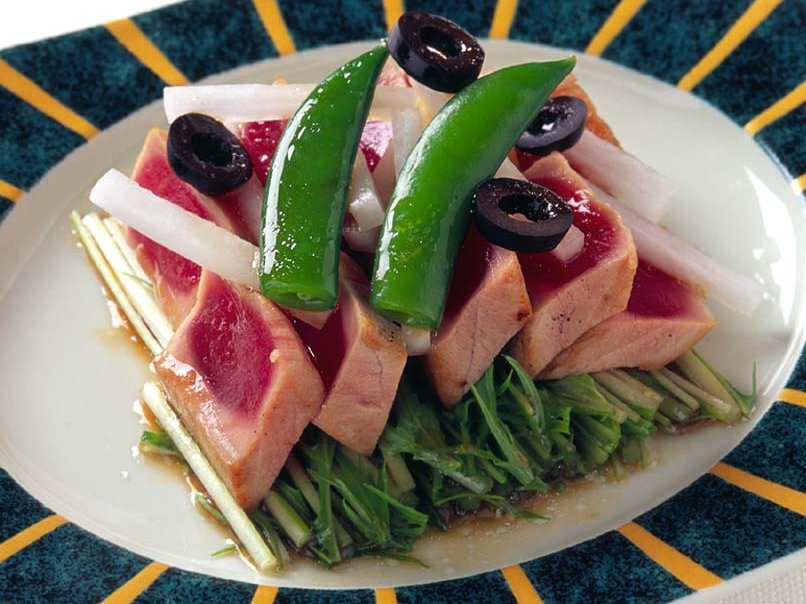 炙りまぐろ水菜のサラダ